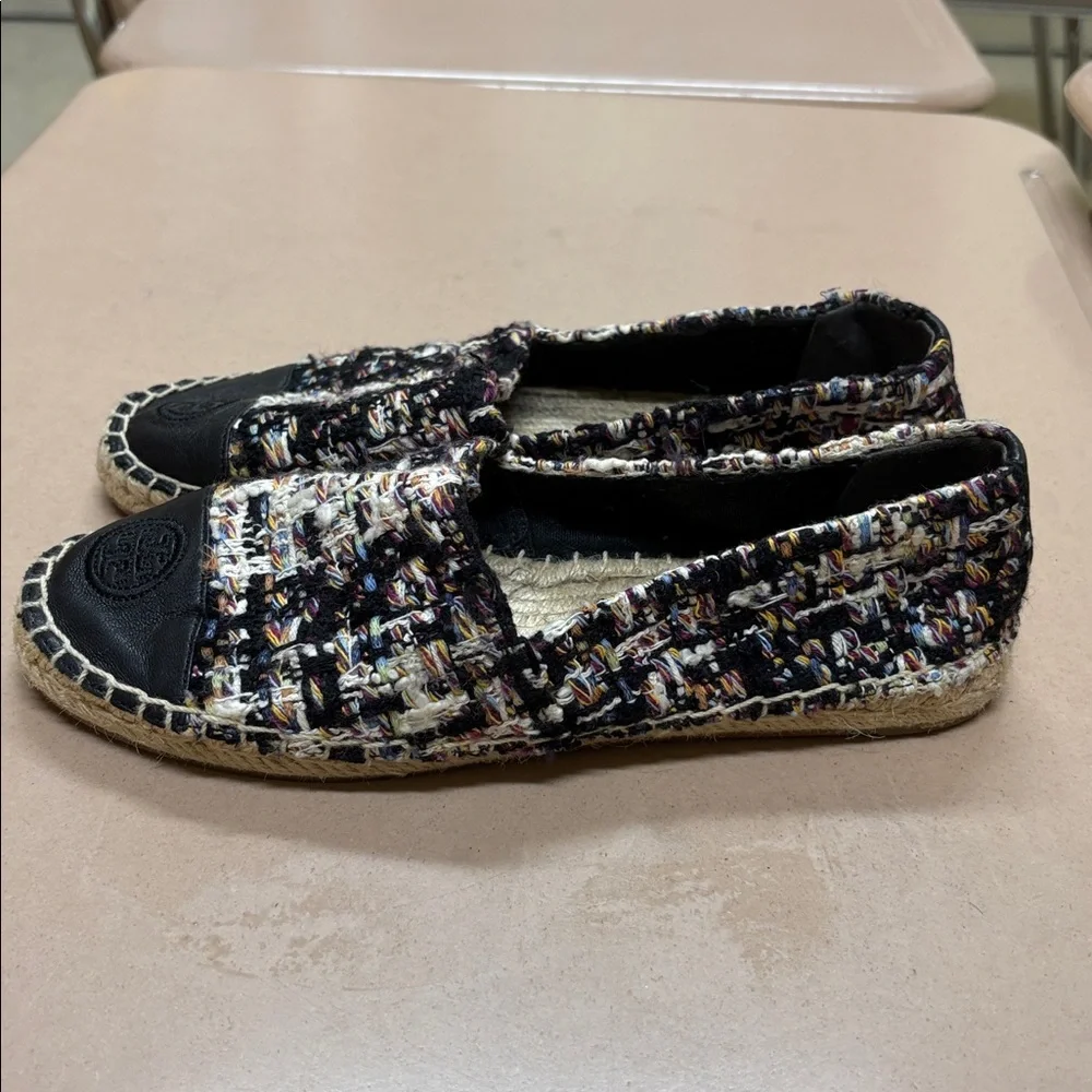 Tory Burch Color-Block Tweed‎ Espadrille Flat Shoe Sz 6.5